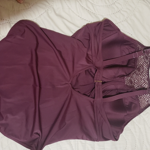 Wine colored Adore Me one piece Bathing suit - Picture 5 of 8